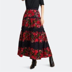 🌺 Eva Franco for Anthropologie corduroy floral tiered maxi skirt (size 10)